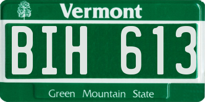 VT license plate BIH613