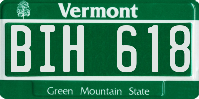 VT license plate BIH618