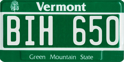 VT license plate BIH650