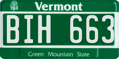 VT license plate BIH663