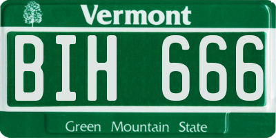 VT license plate BIH666