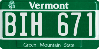 VT license plate BIH671