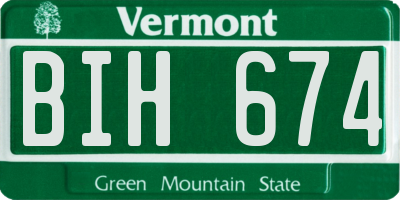VT license plate BIH674