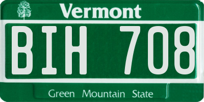VT license plate BIH708
