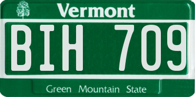 VT license plate BIH709