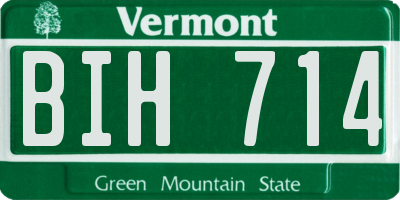 VT license plate BIH714