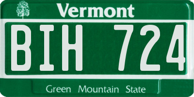 VT license plate BIH724