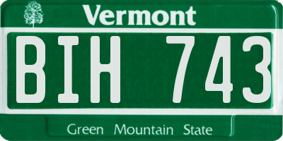 VT license plate BIH743
