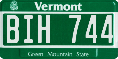 VT license plate BIH744