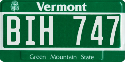 VT license plate BIH747