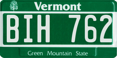 VT license plate BIH762