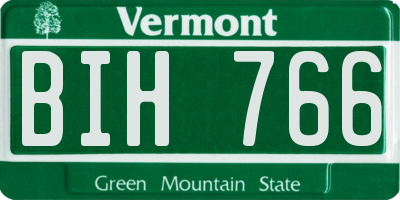 VT license plate BIH766