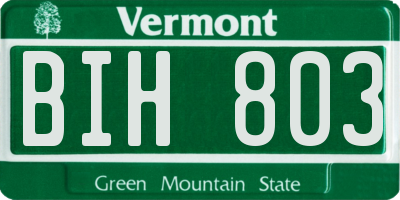 VT license plate BIH803