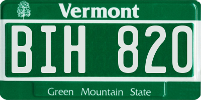 VT license plate BIH820