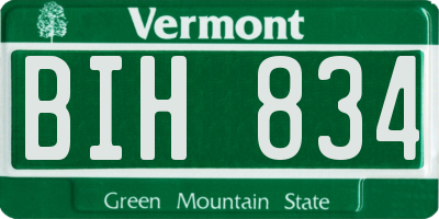 VT license plate BIH834