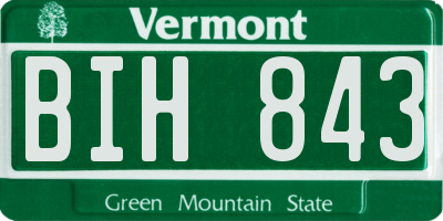 VT license plate BIH843