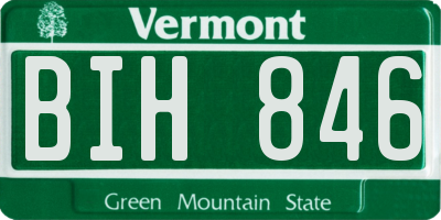 VT license plate BIH846