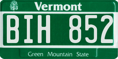 VT license plate BIH852