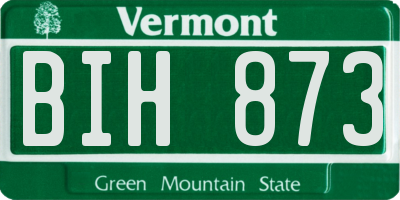 VT license plate BIH873