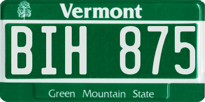 VT license plate BIH875
