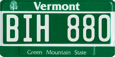 VT license plate BIH880