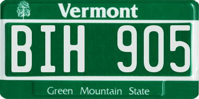 VT license plate BIH905