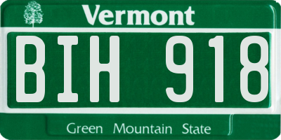 VT license plate BIH918