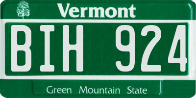 VT license plate BIH924