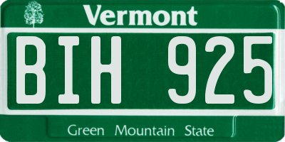 VT license plate BIH925