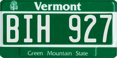 VT license plate BIH927