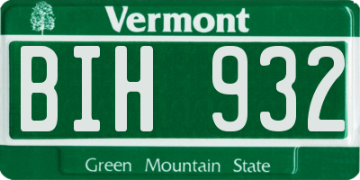 VT license plate BIH932
