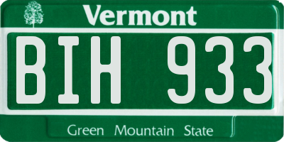 VT license plate BIH933