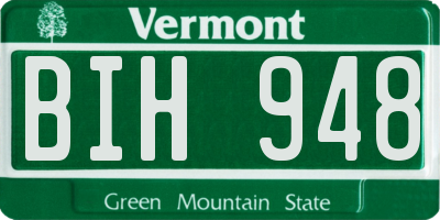 VT license plate BIH948