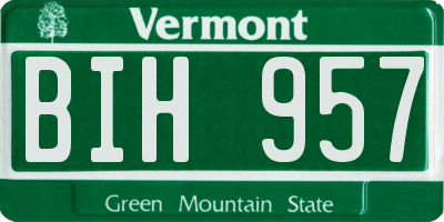 VT license plate BIH957