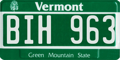 VT license plate BIH963