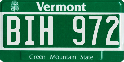 VT license plate BIH972