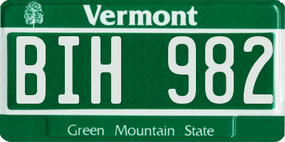 VT license plate BIH982
