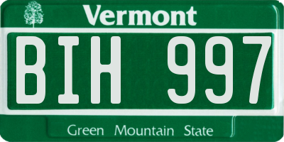 VT license plate BIH997