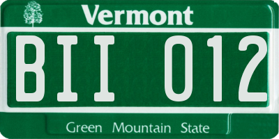 VT license plate BII012