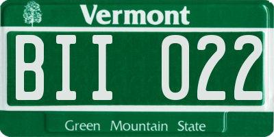 VT license plate BII022