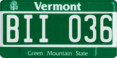 VT license plate BII036