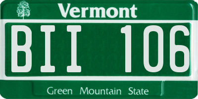 VT license plate BII106