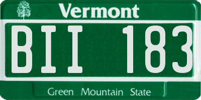 VT license plate BII183