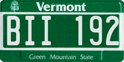 VT license plate BII192