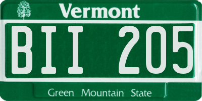 VT license plate BII205