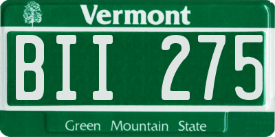 VT license plate BII275