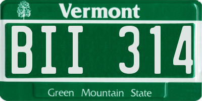 VT license plate BII314