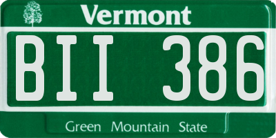 VT license plate BII386