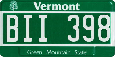 VT license plate BII398