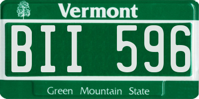 VT license plate BII596